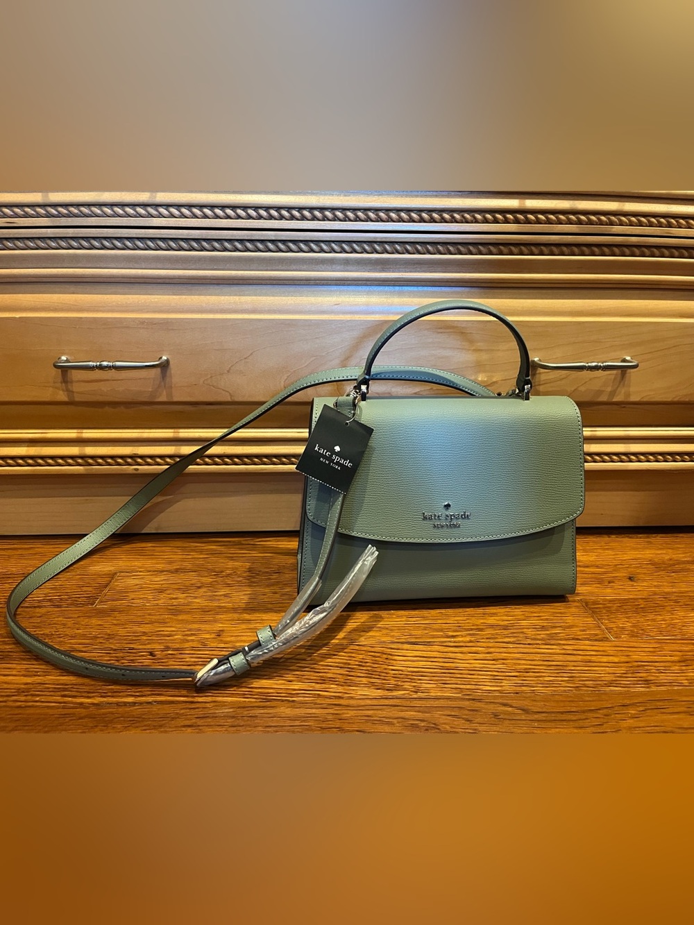 NWT Kate Spade sage Green Leather Top-Handle Crossbody Bag
